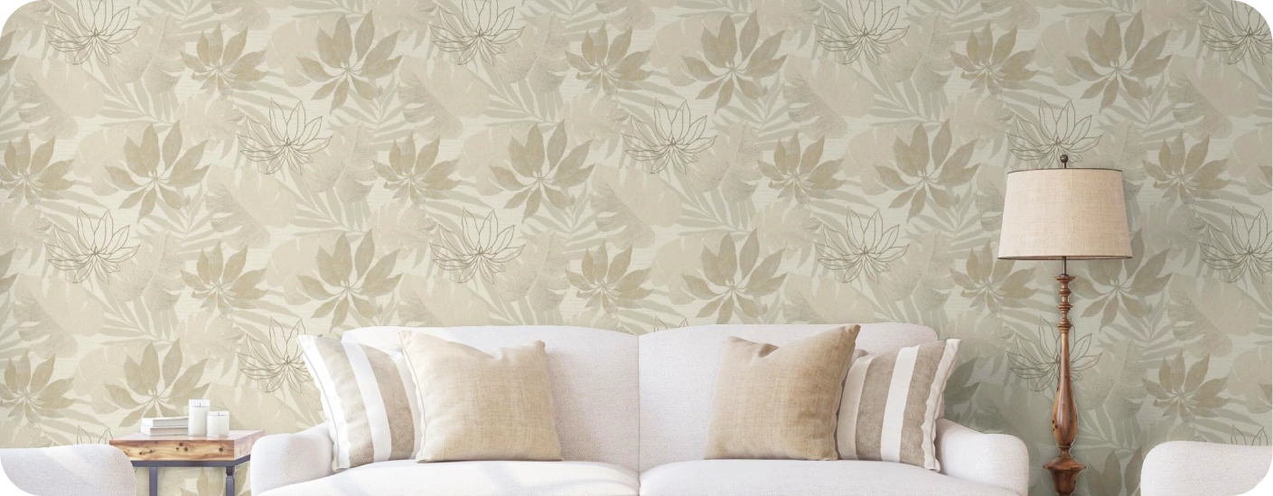 Beige leaf wallpaper perfect for your living room